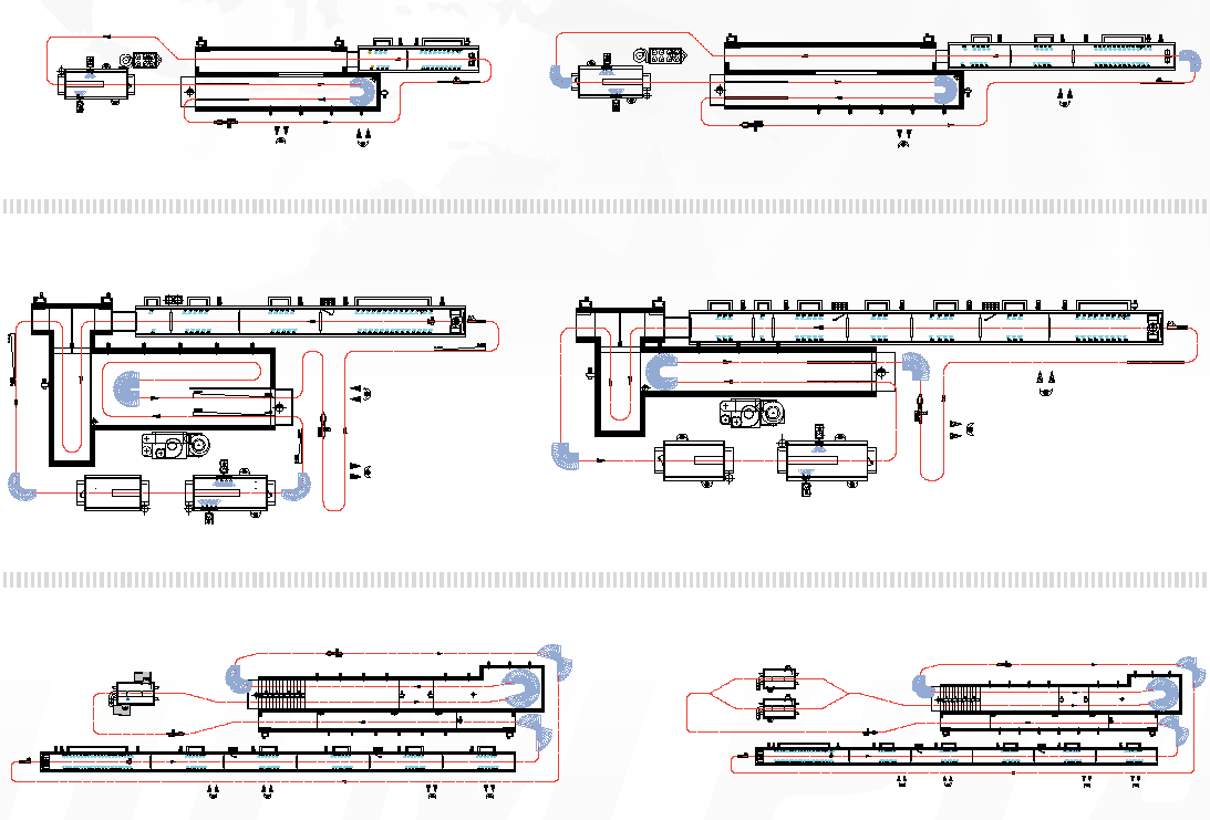 Picture with configurations of powder coating lines EUROIMPIANTI