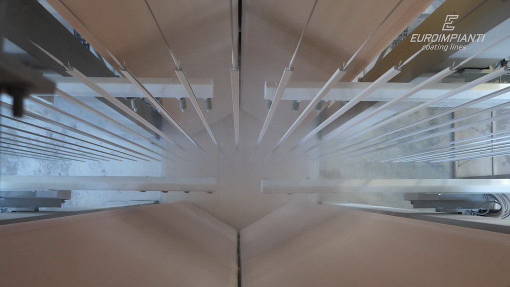 In the photo, painting of aluminum profiles in the DIAMOND cabin